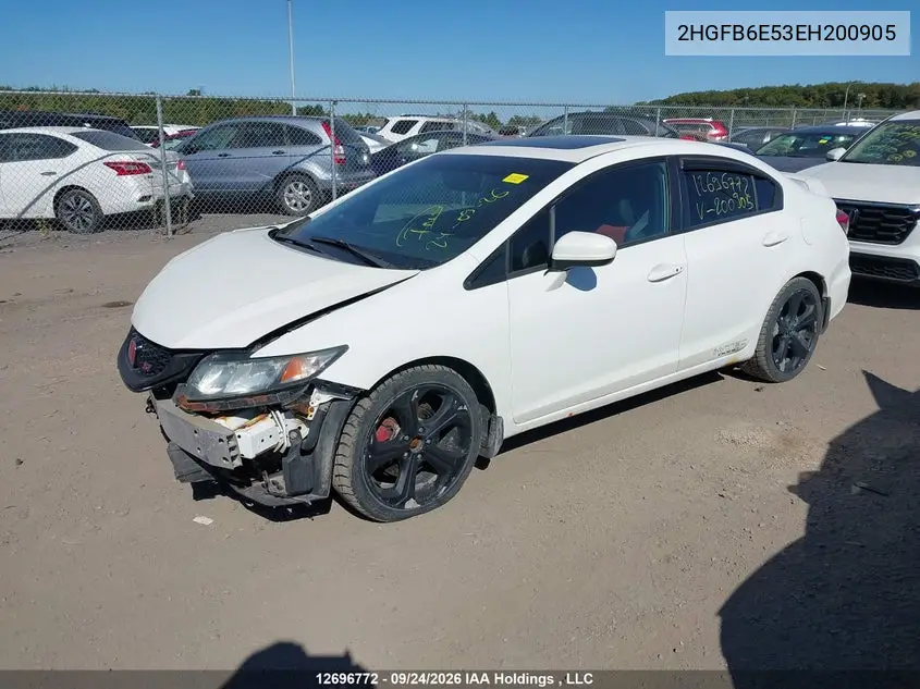 2014 HONDA CIVIC VIN 2HGFB6E53EH200905 — фото 2