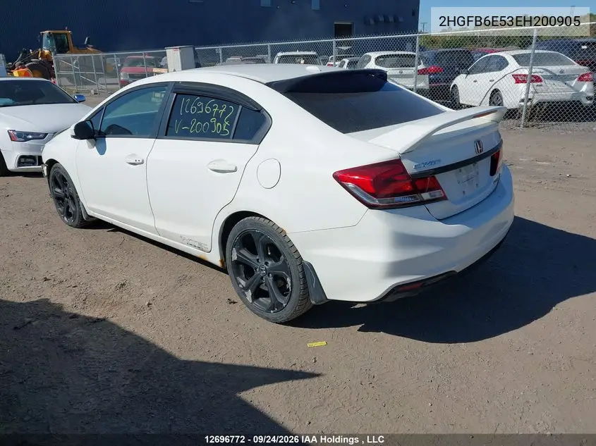 2014 HONDA CIVIC VIN 2HGFB6E53EH200905 — фото 3