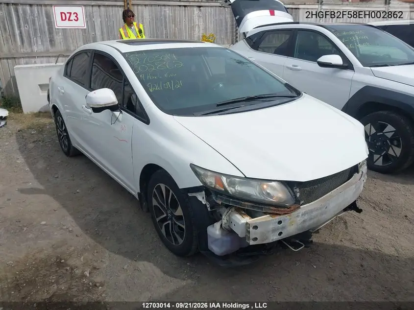 HONDA CIVIC 2014, VIN 2HGFB2F58EH002862