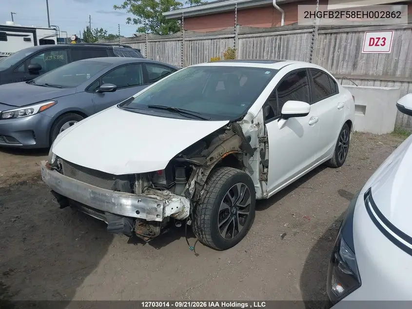 2014 HONDA CIVIC VIN 2HGFB2F58EH002862 — фото 15