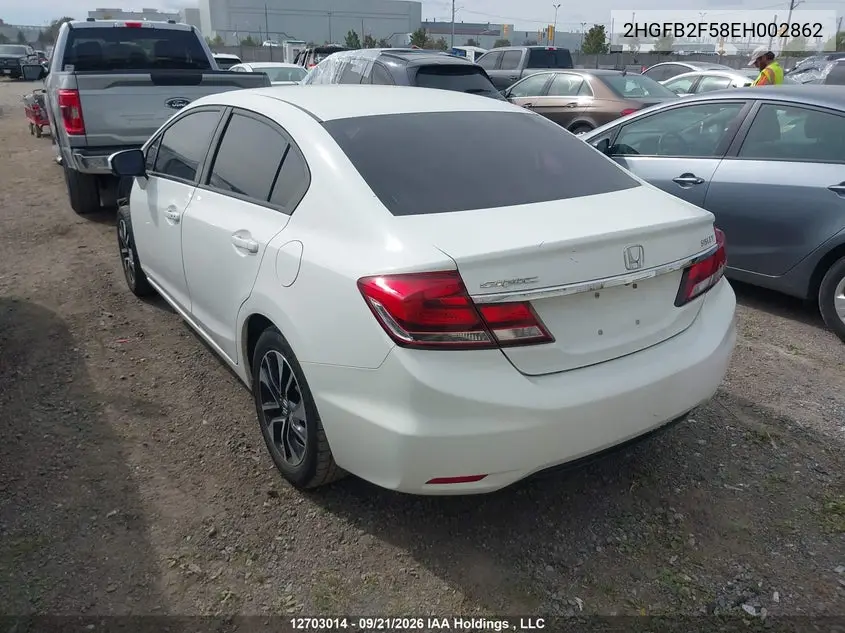 2014 HONDA CIVIC VIN 2HGFB2F58EH002862 — фото 3