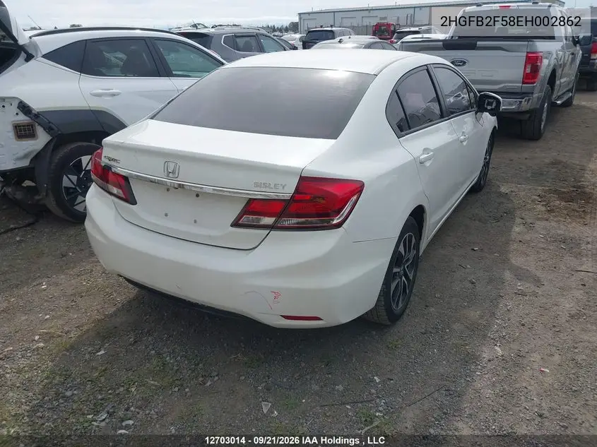 2014 HONDA CIVIC VIN 2HGFB2F58EH002862 — фото 4