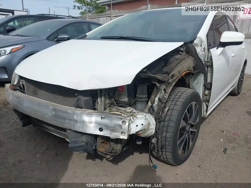 2014 HONDA CIVIC VIN 2HGFB2F58EH002862 — фото 6