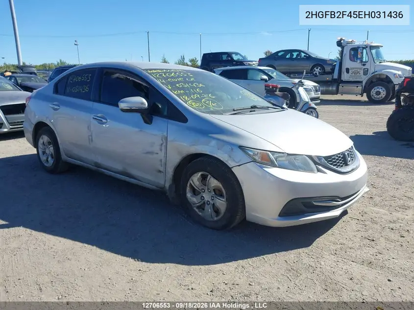 HONDA CIVIC 2014, VIN 2HGFB2F45EH031436