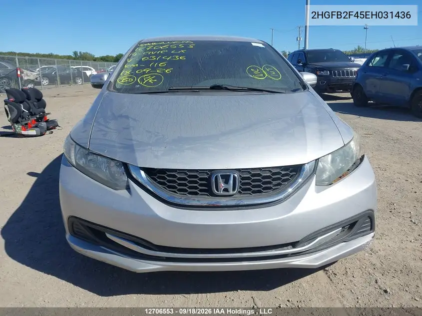 2014 HONDA CIVIC VIN 2HGFB2F45EH031436 — фото 12