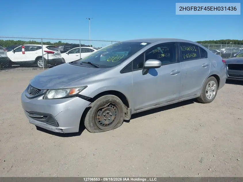 2014 HONDA CIVIC VIN 2HGFB2F45EH031436 — фото 2