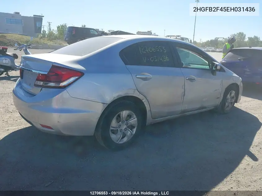 2014 HONDA CIVIC VIN 2HGFB2F45EH031436 — фото 4