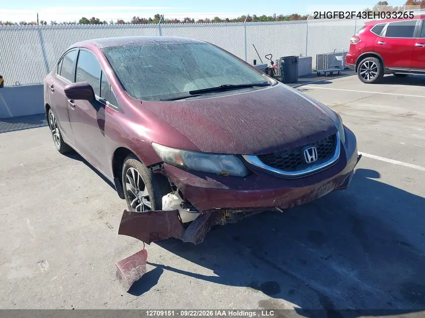HONDA CIVIC 2014, VIN 2HGFB2F43EH033265