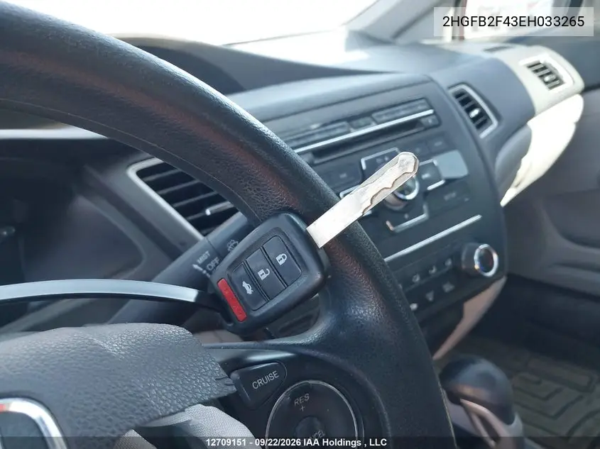 2014 HONDA CIVIC VIN 2HGFB2F43EH033265 — фото 11