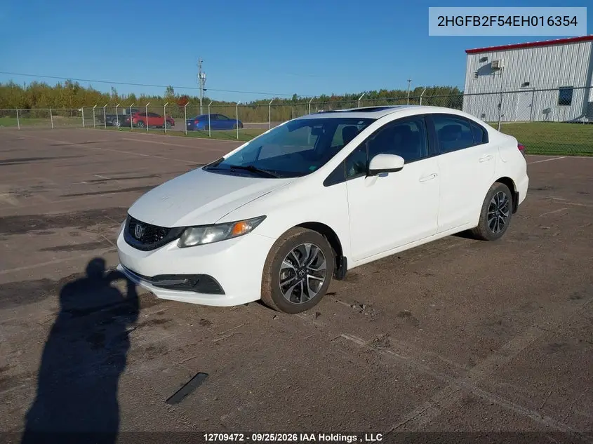 2014 HONDA CIVIC VIN 2HGFB2F54EH016354 — фото 2