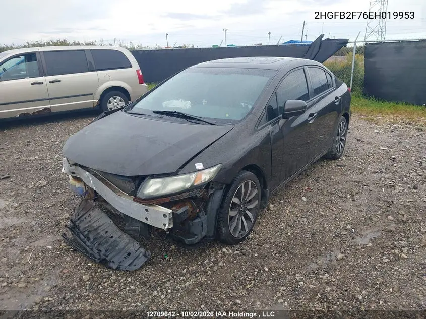 2014 HONDA CIVIC VIN 2HGFB2F76EH019953 — фото 2