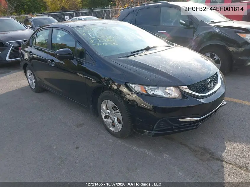 HONDA CIVIC 2014, VIN 2HGFB2F44EH001814