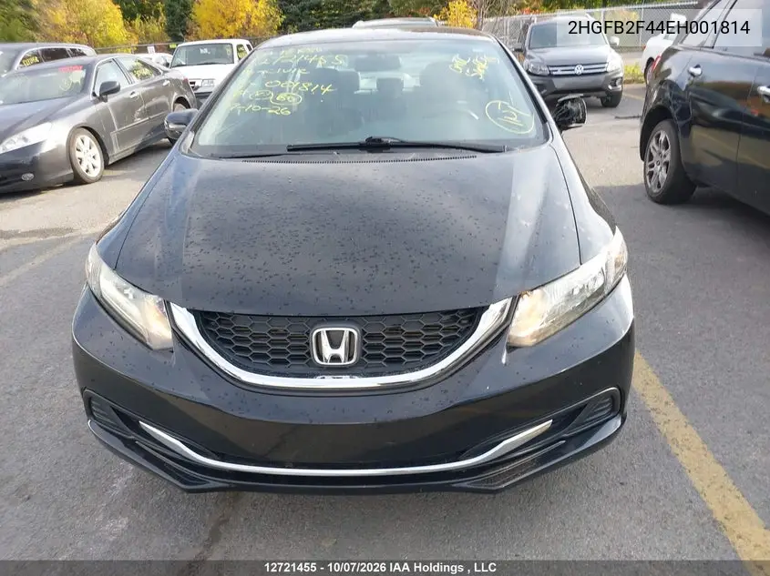 2014 HONDA CIVIC VIN 2HGFB2F44EH001814 — фото 12