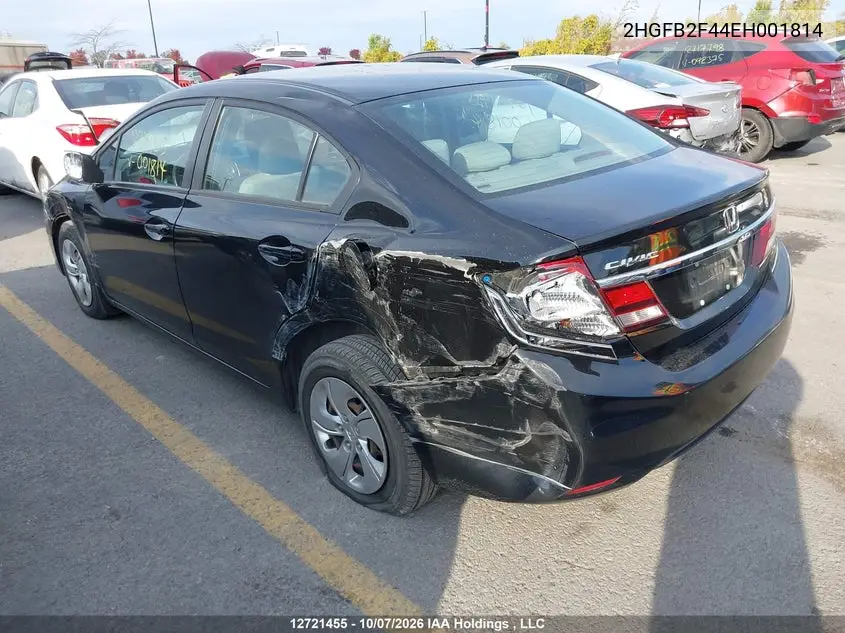 2014 HONDA CIVIC VIN 2HGFB2F44EH001814 — фото 3