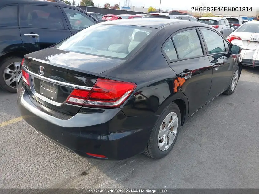 2014 HONDA CIVIC VIN 2HGFB2F44EH001814 — фото 4