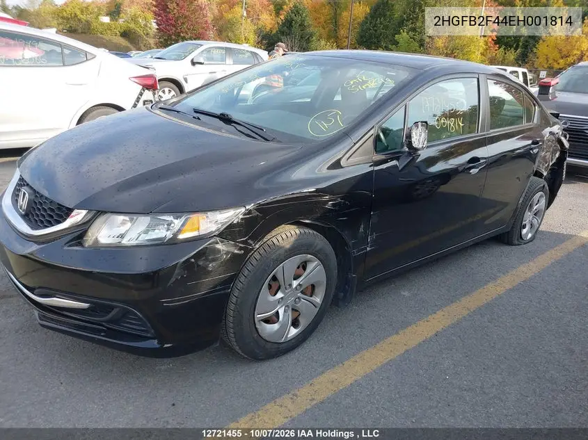 2014 HONDA CIVIC VIN 2HGFB2F44EH001814 — фото 6