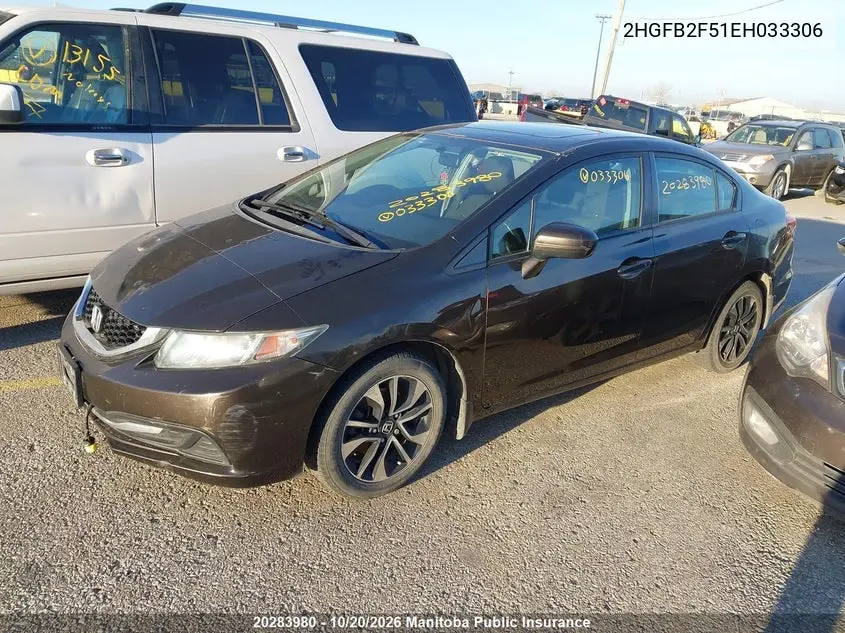 2014 HONDA CIVIC VIN 2HGFB2F51EH033306 — фото 2
