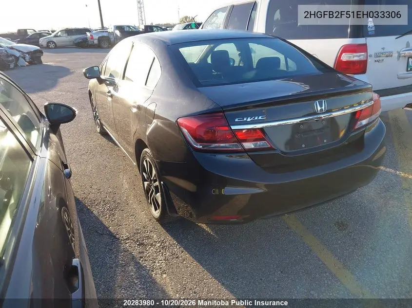 2014 HONDA CIVIC VIN 2HGFB2F51EH033306 — фото 3
