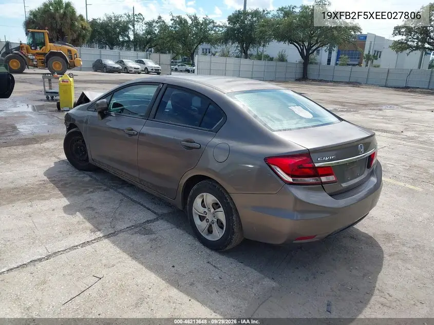 HONDA CIVIC 2014, VIN 19XFB2F5XEE027806