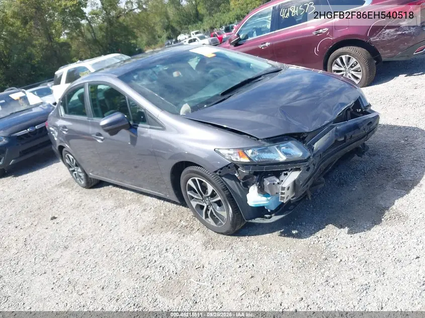 HONDA CIVIC 2014, VIN 2HGFB2F86EH540518