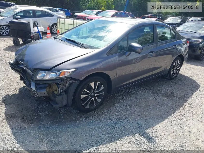 2014 HONDA CIVIC VIN 2HGFB2F86EH540518 — фото 2