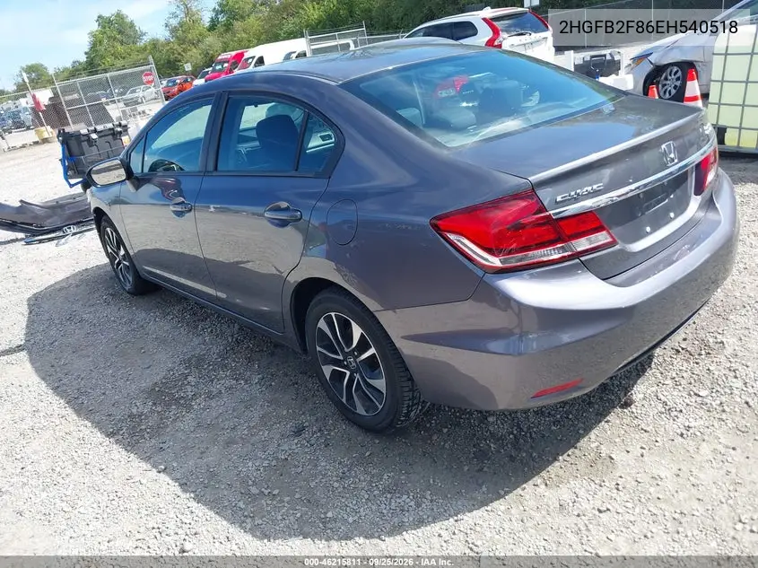 2014 HONDA CIVIC VIN 2HGFB2F86EH540518 — фото 3