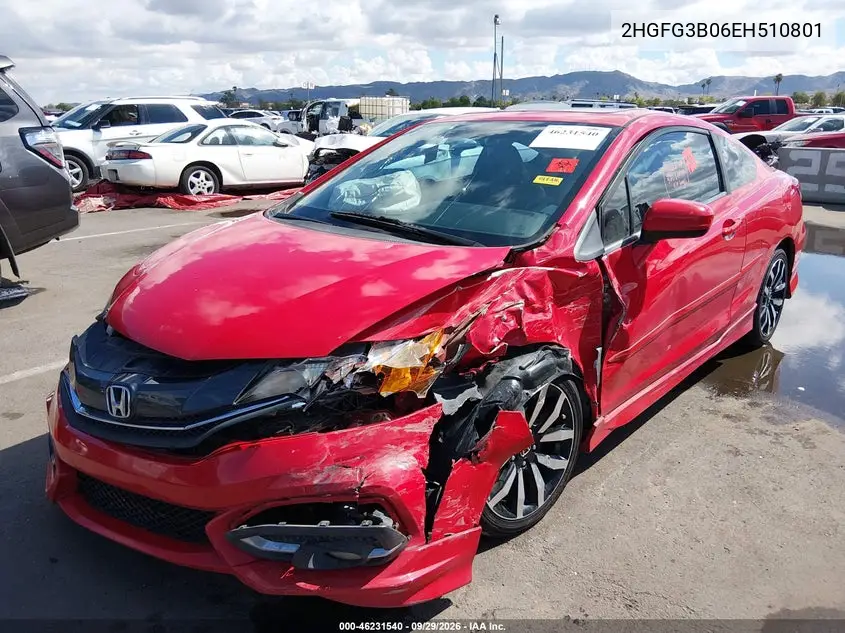 2014 HONDA CIVIC VIN 2HGFG3B06EH510801 — фото 2