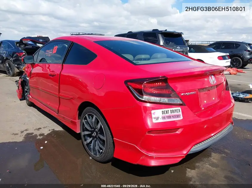 2014 HONDA CIVIC VIN 2HGFG3B06EH510801 — фото 3