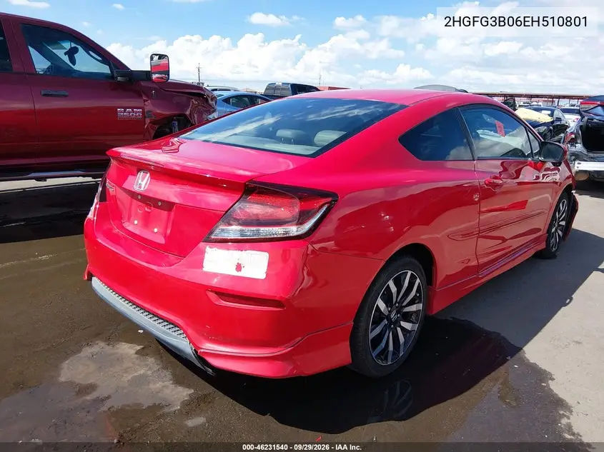 2014 HONDA CIVIC VIN 2HGFG3B06EH510801 — фото 4