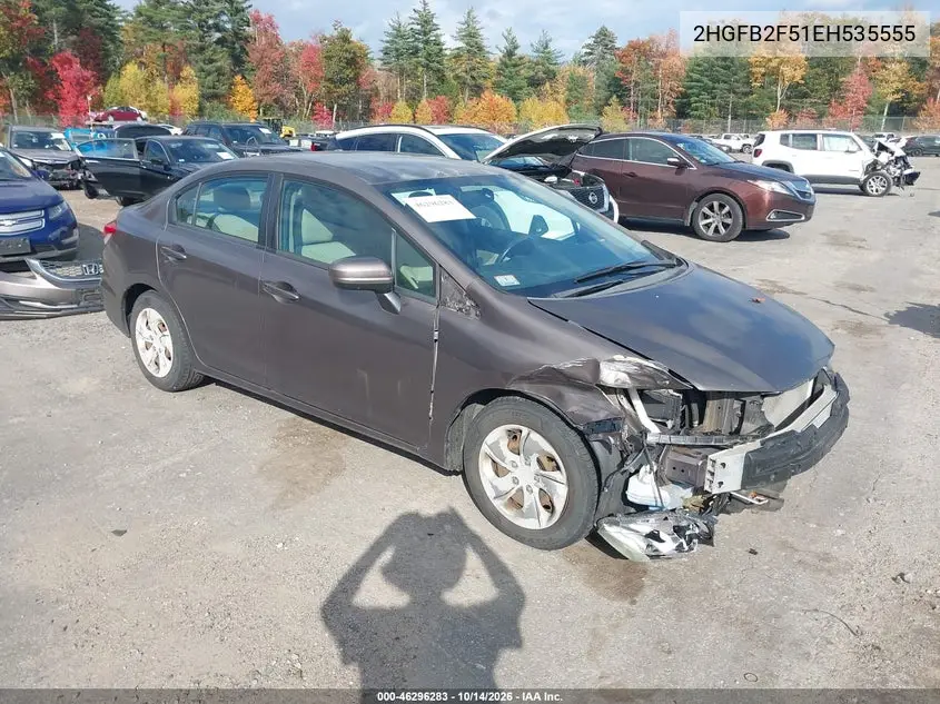 HONDA CIVIC 2014, VIN 2HGFB2F51EH535555