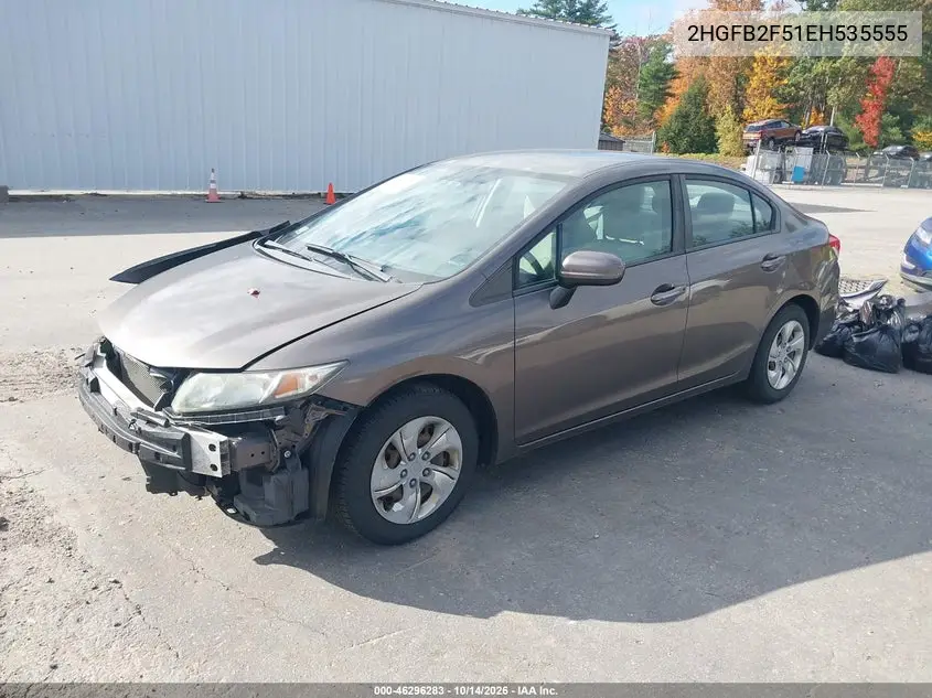 2014 HONDA CIVIC VIN 2HGFB2F51EH535555 — фото 2