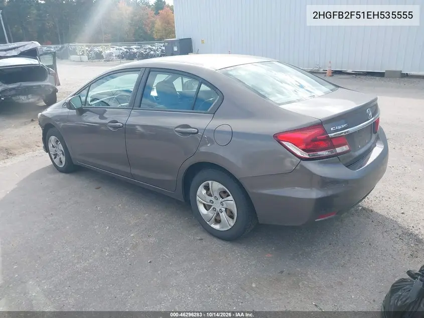 2014 HONDA CIVIC VIN 2HGFB2F51EH535555 — фото 3
