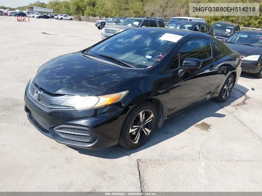 2014 HONDA CIVIC VIN 2HGFG3B80EH514218 — фото 2
