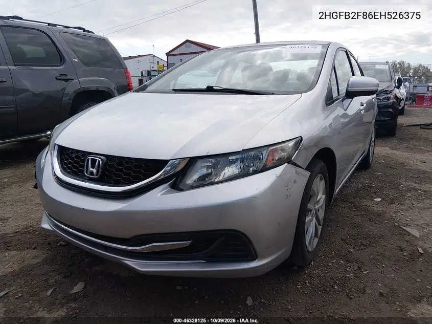 2014 HONDA CIVIC VIN 2HGFB2F86EH526375 — фото 2
