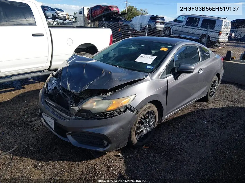 2014 HONDA CIVIC VIN 2HGFG3B56EH519137 — фото 2