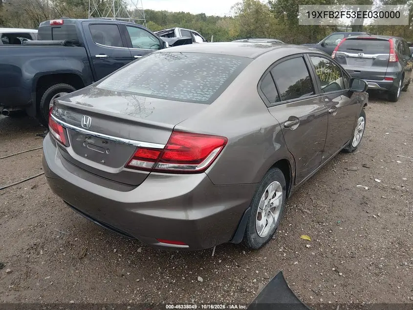 2014 HONDA CIVIC VIN 19XFB2F53EE030000 — фото 4