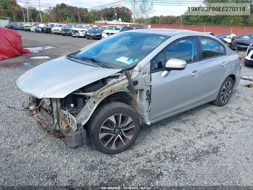 2014 HONDA CIVIC VIN 19XFB2F86EE270118 — фото 2