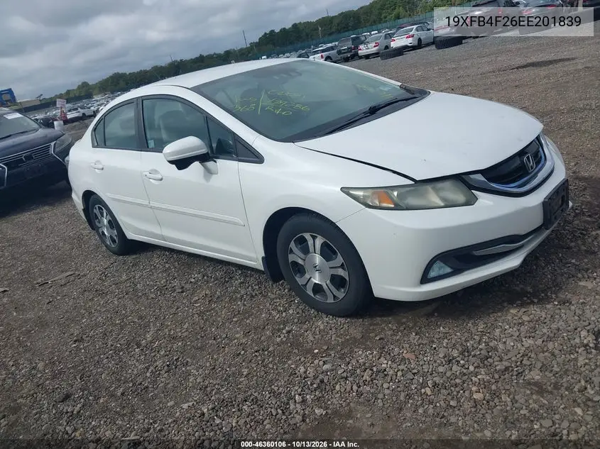 HONDA CIVIC 2014, VIN 19XFB4F26EE201839