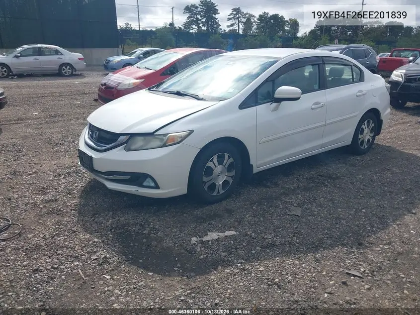 2014 HONDA CIVIC VIN 19XFB4F26EE201839 — фото 2