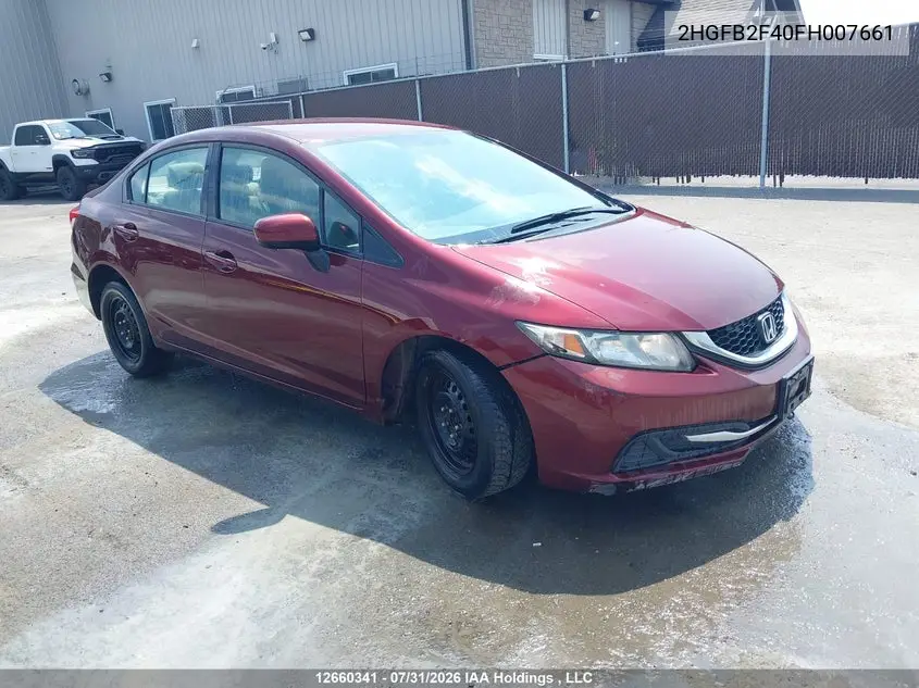 HONDA CIVIC 2015, VIN 2HGFB2F40FH007661