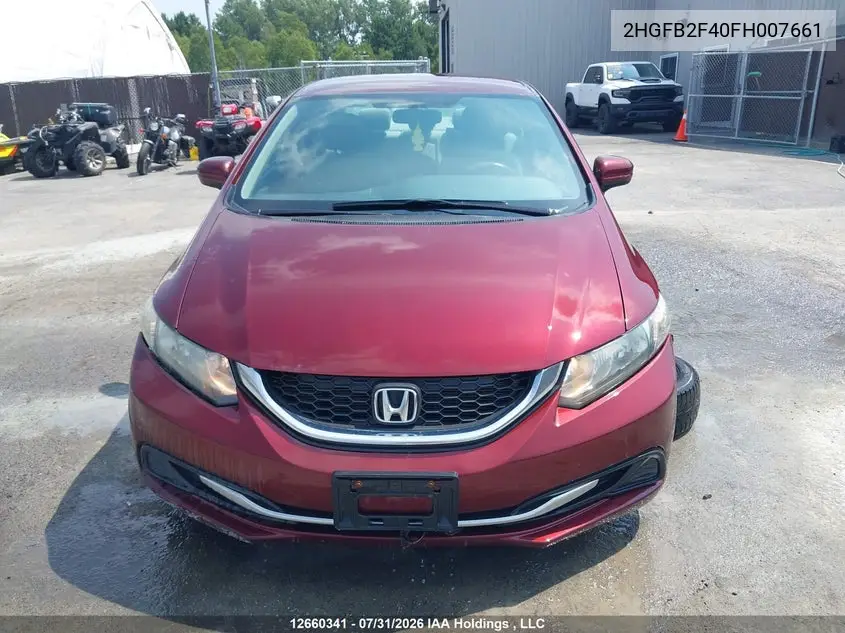 2015 HONDA CIVIC VIN 2HGFB2F40FH007661 — фото 12