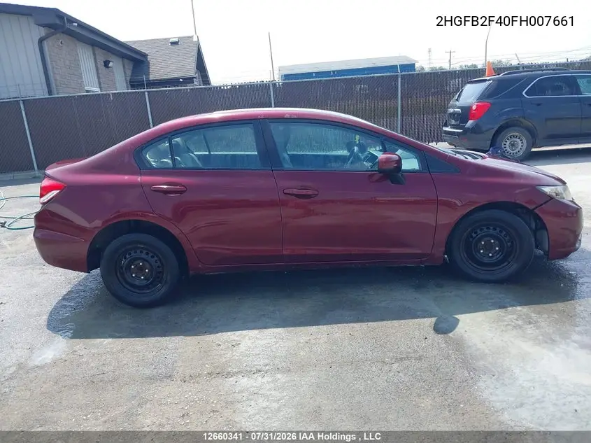 2015 HONDA CIVIC VIN 2HGFB2F40FH007661 — фото 13