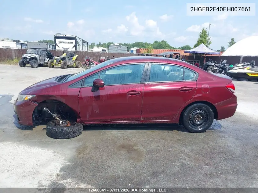 2015 HONDA CIVIC VIN 2HGFB2F40FH007661 — фото 14