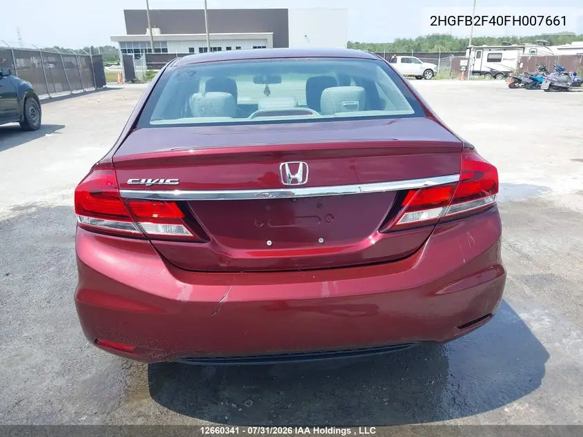 2015 HONDA CIVIC VIN 2HGFB2F40FH007661 — фото 16