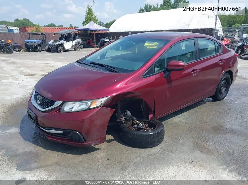 2015 HONDA CIVIC VIN 2HGFB2F40FH007661 — фото 2