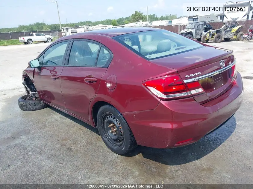 2015 HONDA CIVIC VIN 2HGFB2F40FH007661 — фото 3