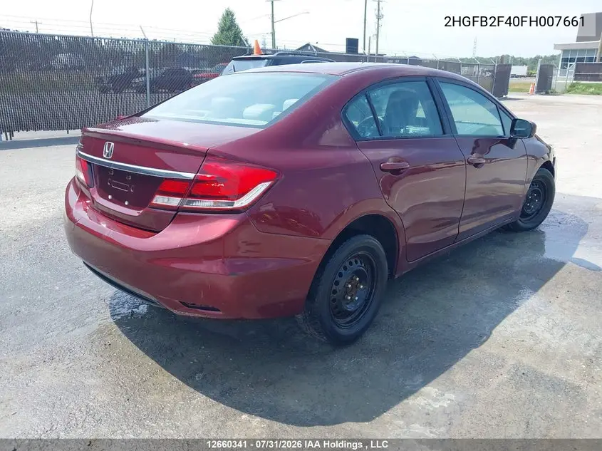 2015 HONDA CIVIC VIN 2HGFB2F40FH007661 — фото 4