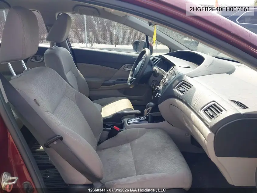 2015 HONDA CIVIC VIN 2HGFB2F40FH007661 — фото 5