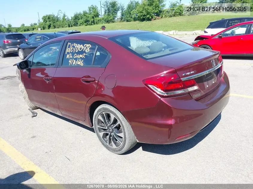 2015 HONDA CIVIC VIN 2HGFB2F56FH056386 — фото 3