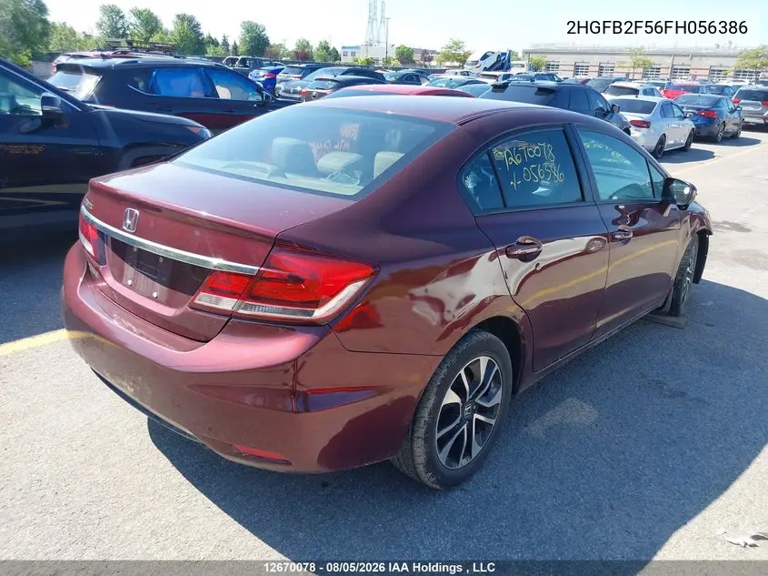 2015 HONDA CIVIC VIN 2HGFB2F56FH056386 — фото 4